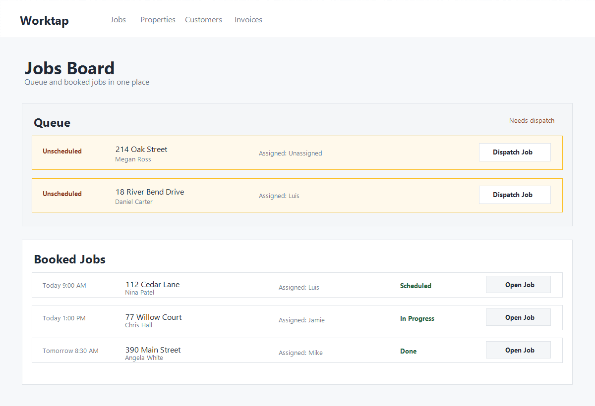 Worktap job board open on a phone